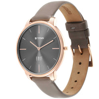 Women Edge Black Dial Black Leather Strap Watch