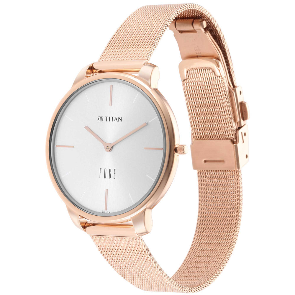 Titan Edge White Dial Analog Stainless Steel Strap watch for Women