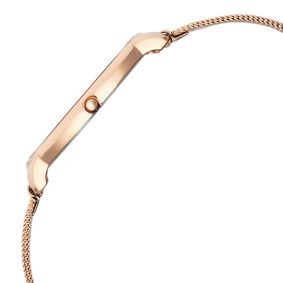 Titan Edge Metal Ladies Allure Quartz Analog Mother Of Pearl Round Dial Rose Gold Stainless Steel Strap Watch For Women