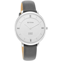 Titan Edge Quartz Analog Grey Dial Grey Leather Strap Watch For Women