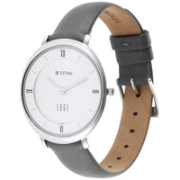 Titan Edge Quartz Analog Grey Dial Grey Leather Strap Watch For Women