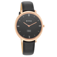 Titan Edge Black Dial Leather Strap Analog Watch for Women