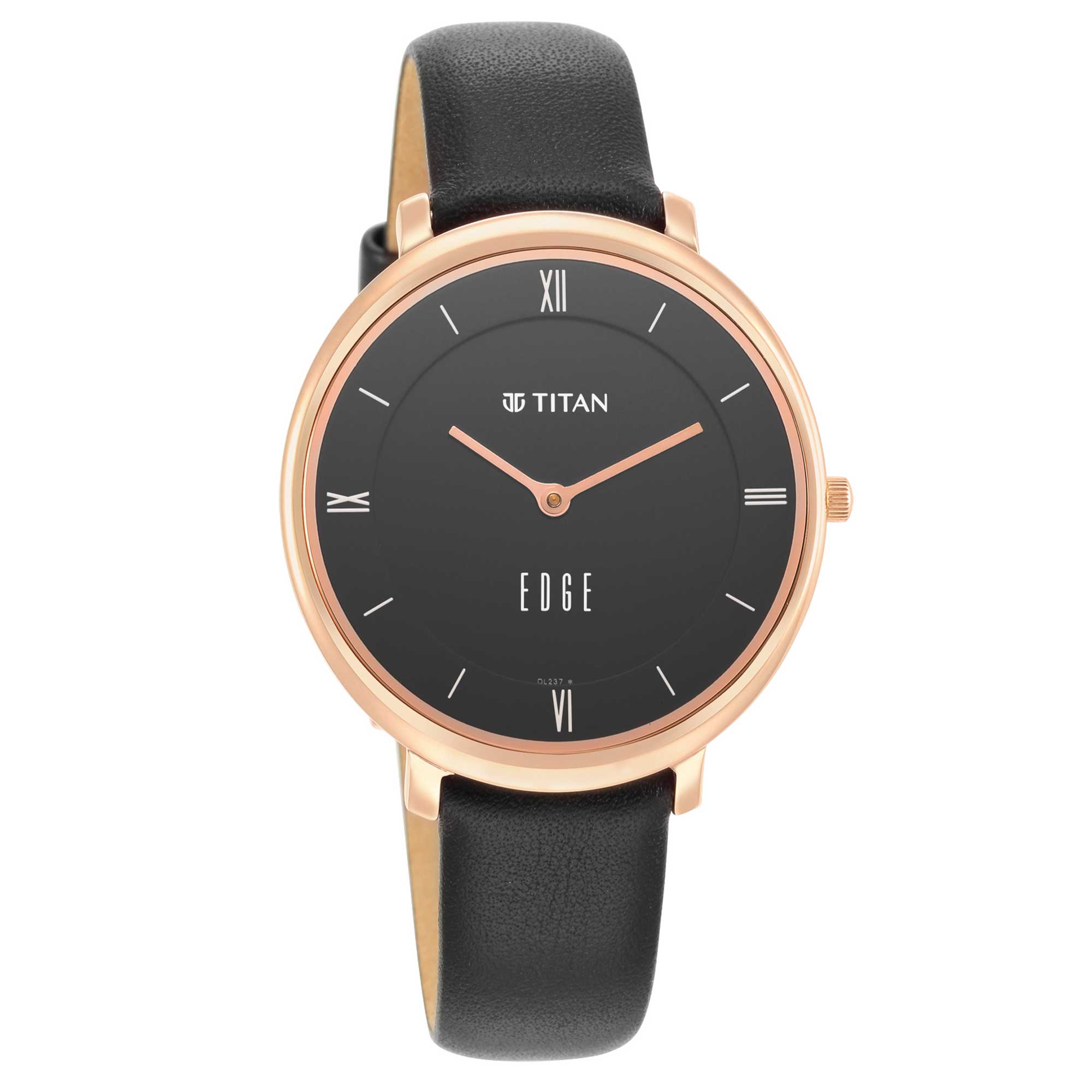 Titan Edge Black Dial Leather Strap Analog Watch for Women