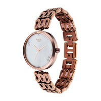 Titan Raga Mother of Pearl Dial Brown Metal Strap Analog Watch for Women
