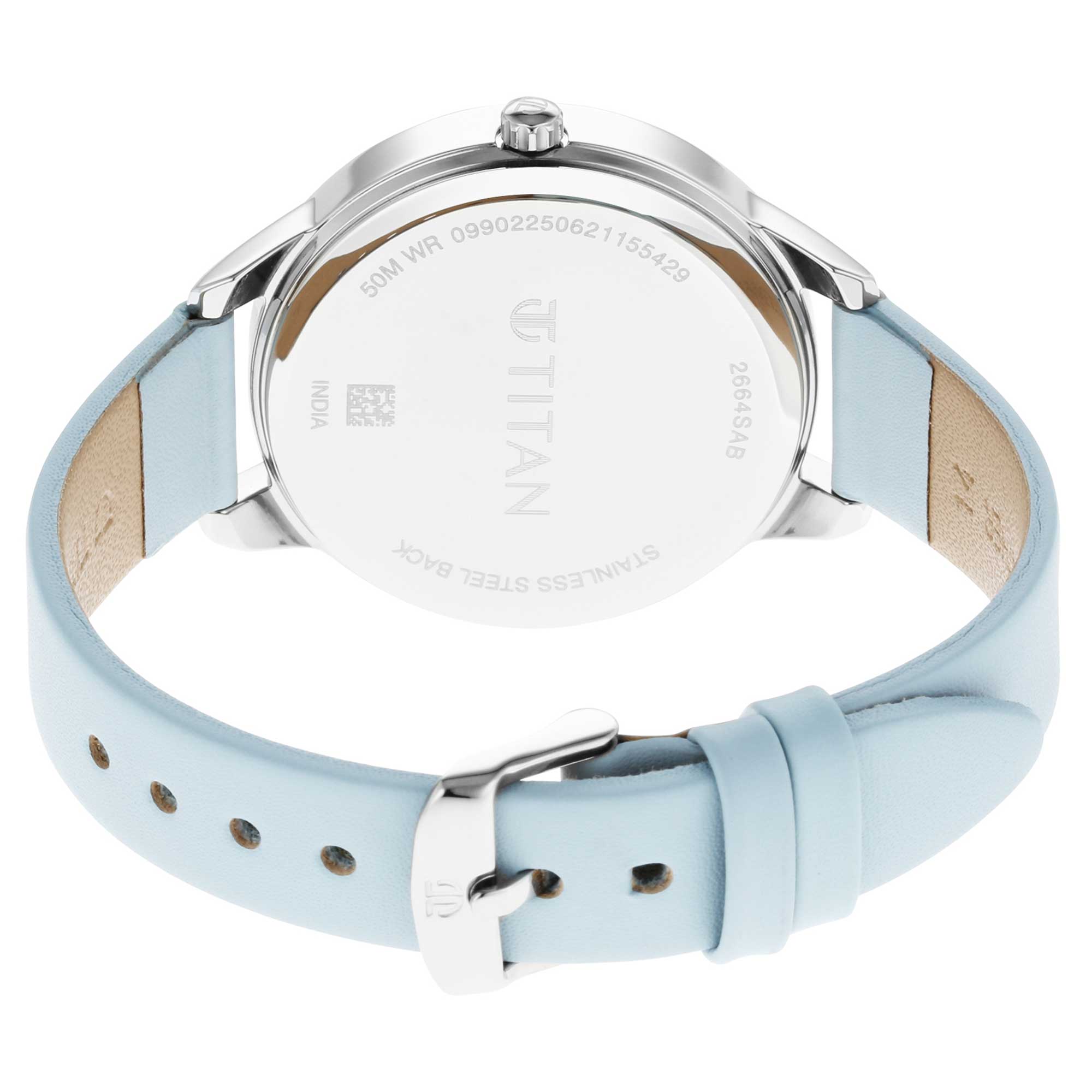 Titan Pastel Dreams Blue Analog Leather Strap watch for Women