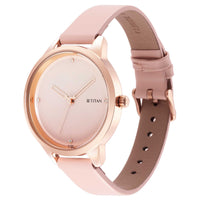 Titan Pastel Dreams Pink Dial Analog Leather Strap watch for Women