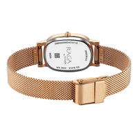 Titan Raga Champagne Rectangle Dial Metal Strap Analog Watch for Women