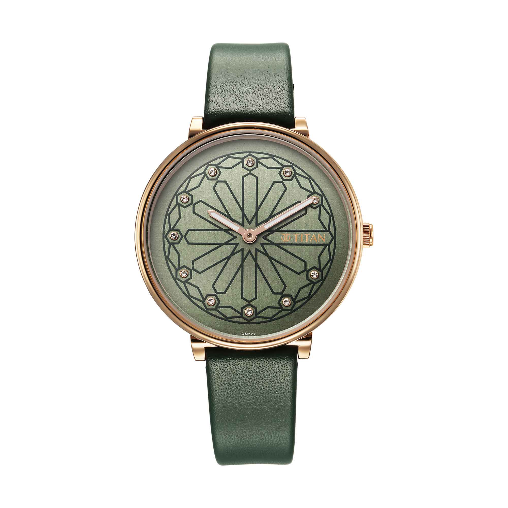 Titan Green Dial Leather Strap Analog Watch for Women