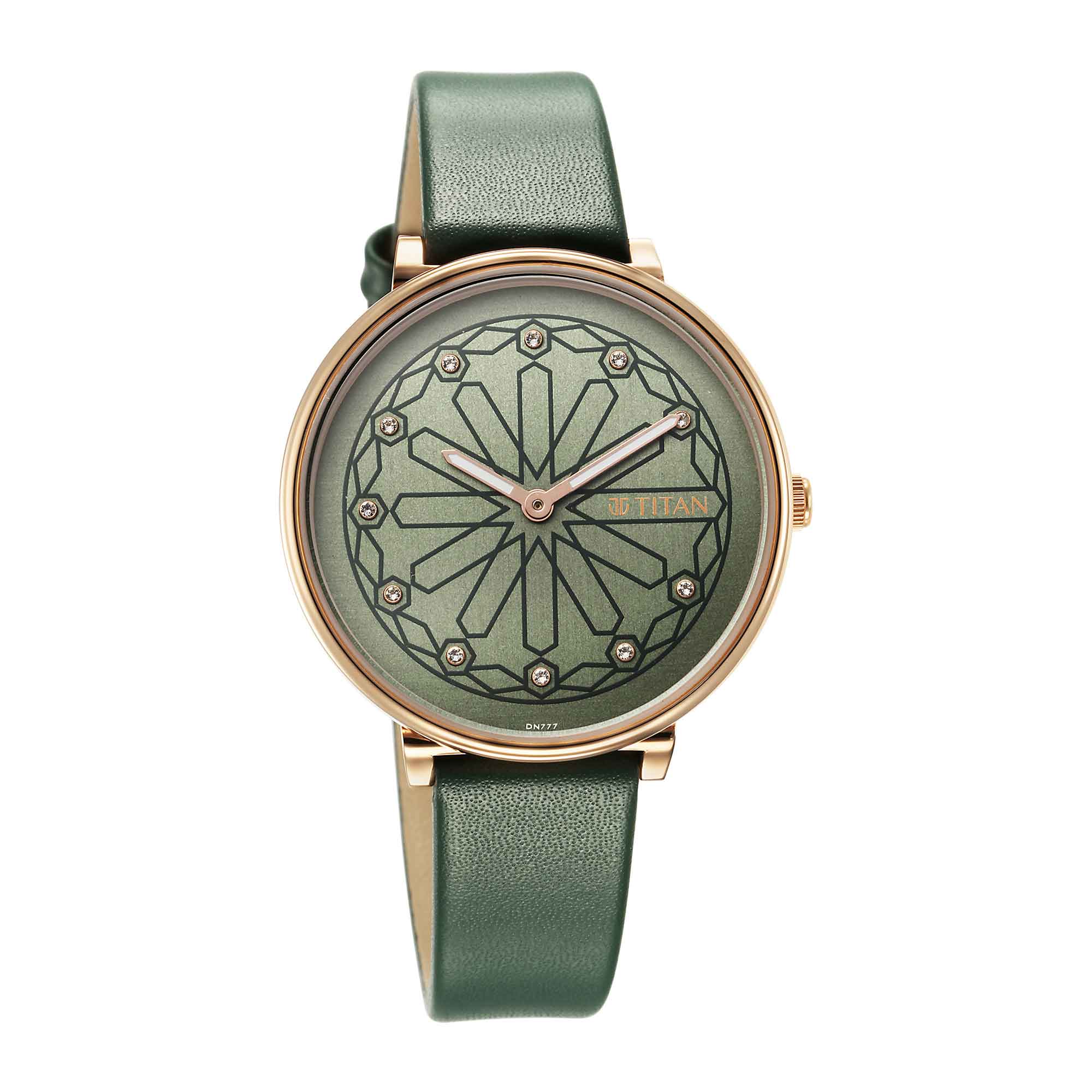 Titan Green Dial Leather Strap Analog Watch for Women
