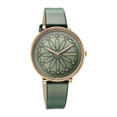 Titan Green Dial Leather Strap Analog Watch for Women
