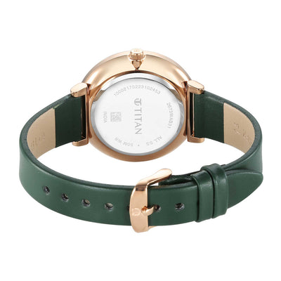 Titan Green Dial Leather Strap Analog Watch for Women