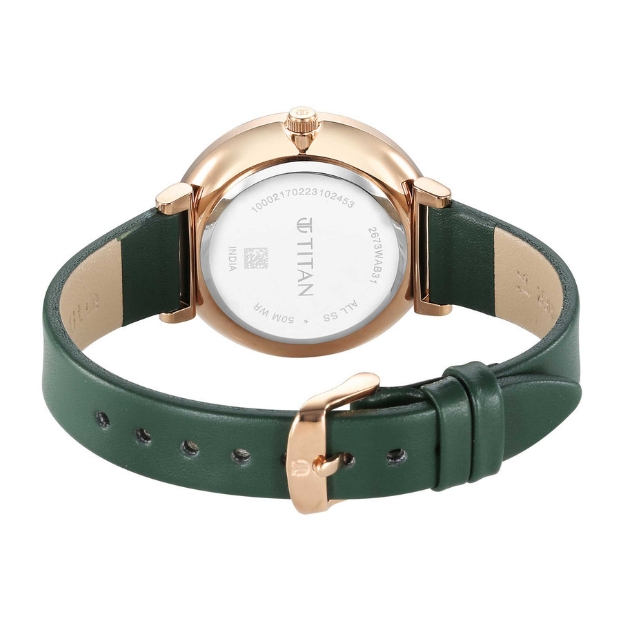 Titan Green Dial Leather Strap Analog Watch for Women