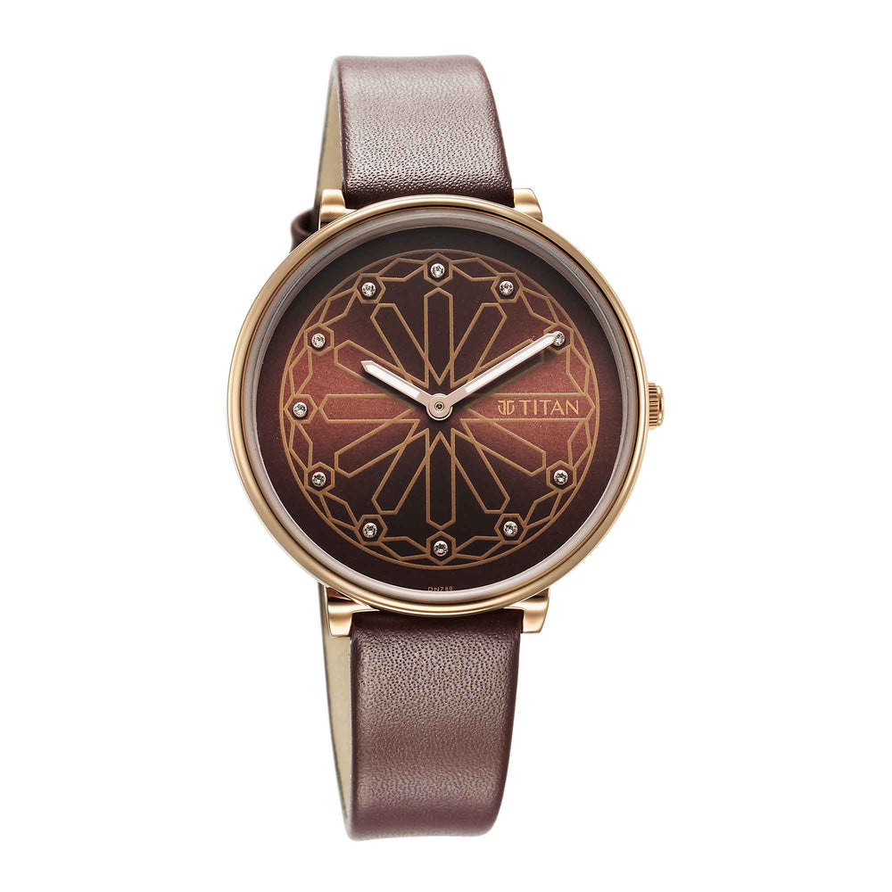 Titan Marhaba Brown Dial Analog Leather Strap watch for Women