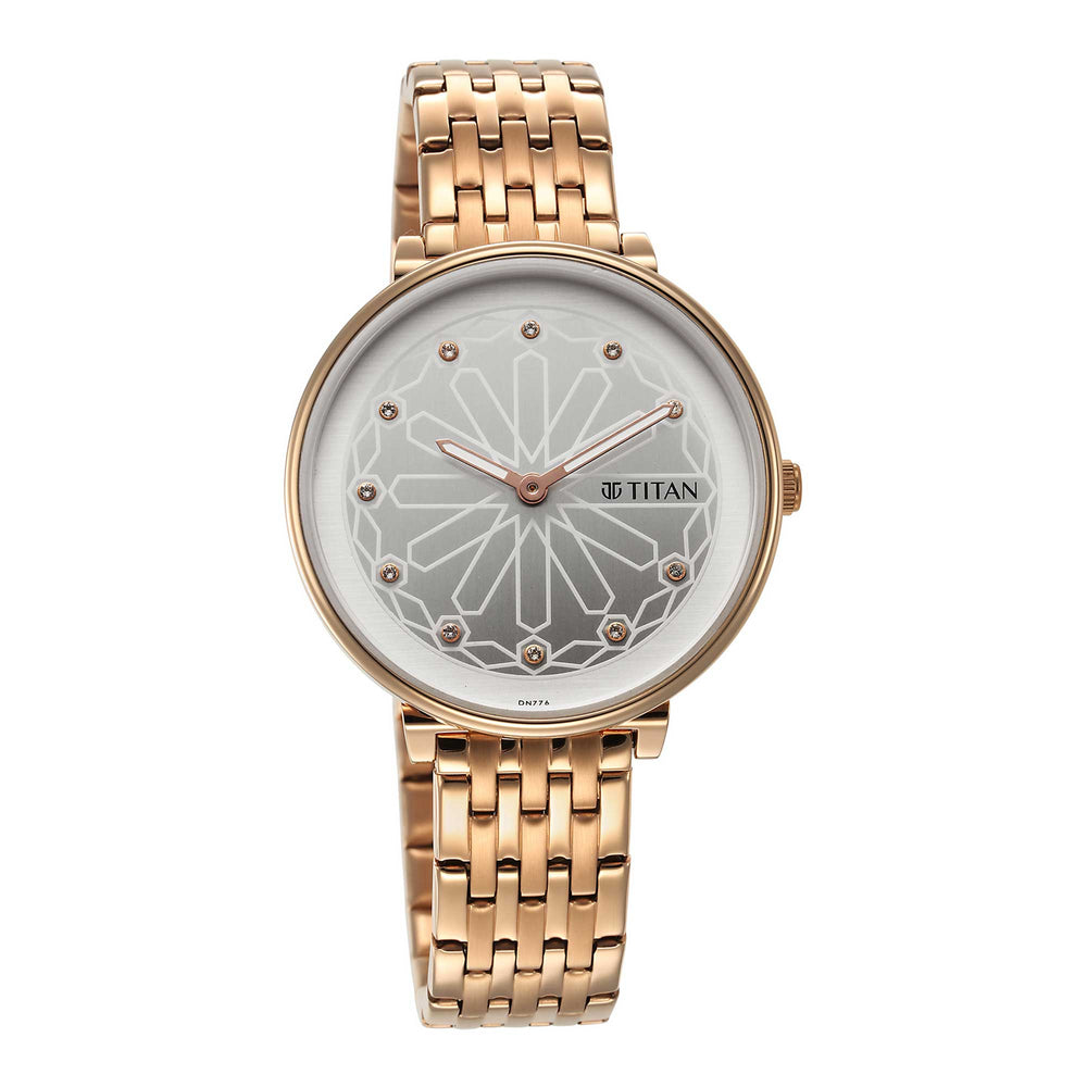 Titan Marhaba Silverwhite Dial Women Watch With Stainless Steel Strap