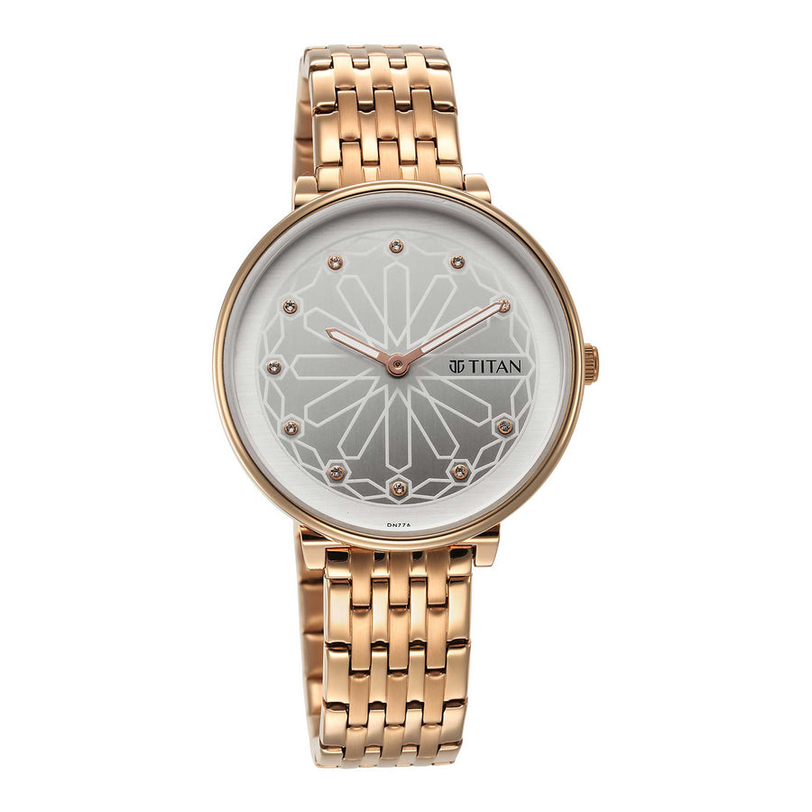 Titan Marhaba Silverwhite Dial Women Watch With Stainless Steel Strap