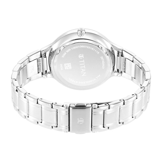 Titan Premium Workwear Black Dial Analog with Date Stainless Steel Strap watch for Women