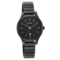 Titan Karishma Quartz Analog Black Round Dial Black Stainless Steel Strap Watch For Women