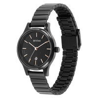 Titan Karishma Quartz Analog Black Round Dial Black Stainless Steel Strap Watch For Women