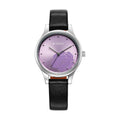Titan Purple Dial Black Leather Strap Analog Watch for Women