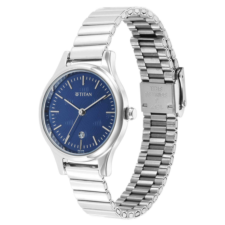 Titan Karishma Blue Dial Metal Strap Watch for Women