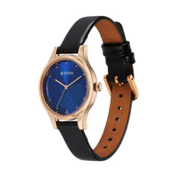 Titan Blue Dial Black Leather Strap Analog Watch for Women