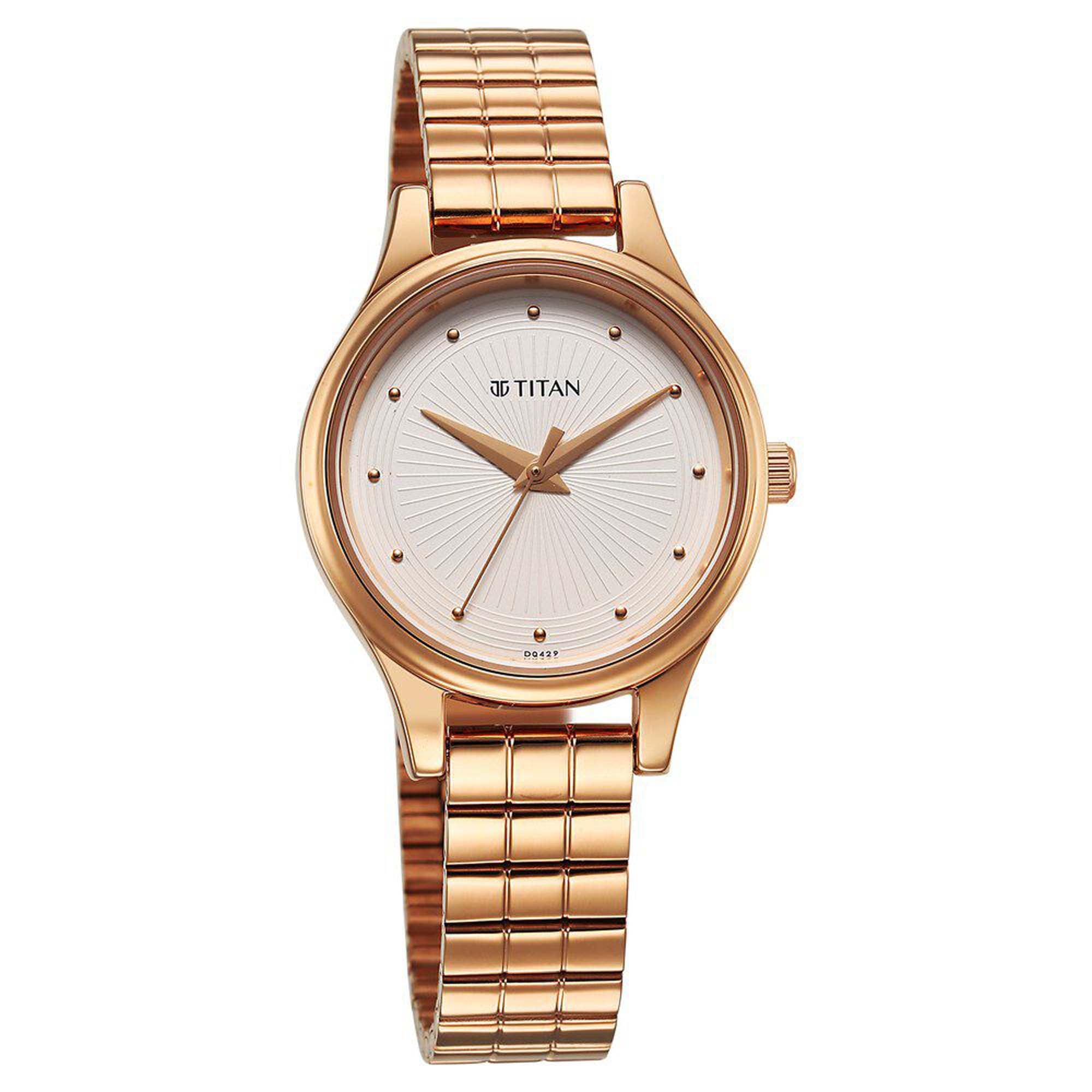 rose gold metal watch
