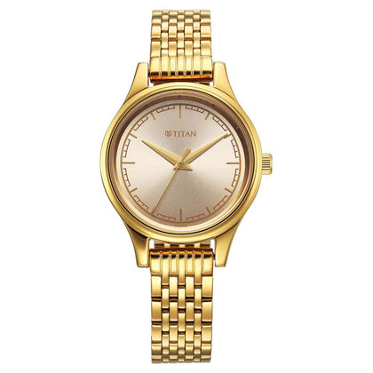 Titan Karishma Quartz Analog Golden Dial Golden Stainless Steel Strap Watch For Women