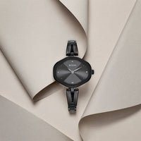 Titan Karishma Quartz Analog Black Dial Black Stainless Steel Strap Watch For Women