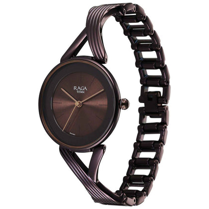 Titan Raga Chic Quartz Analog Brown Dial Metal Strap Watch for Women