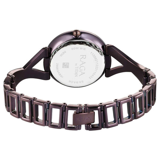Titan Raga Chic Quartz Analog Brown Dial Metal Strap Watch for Women