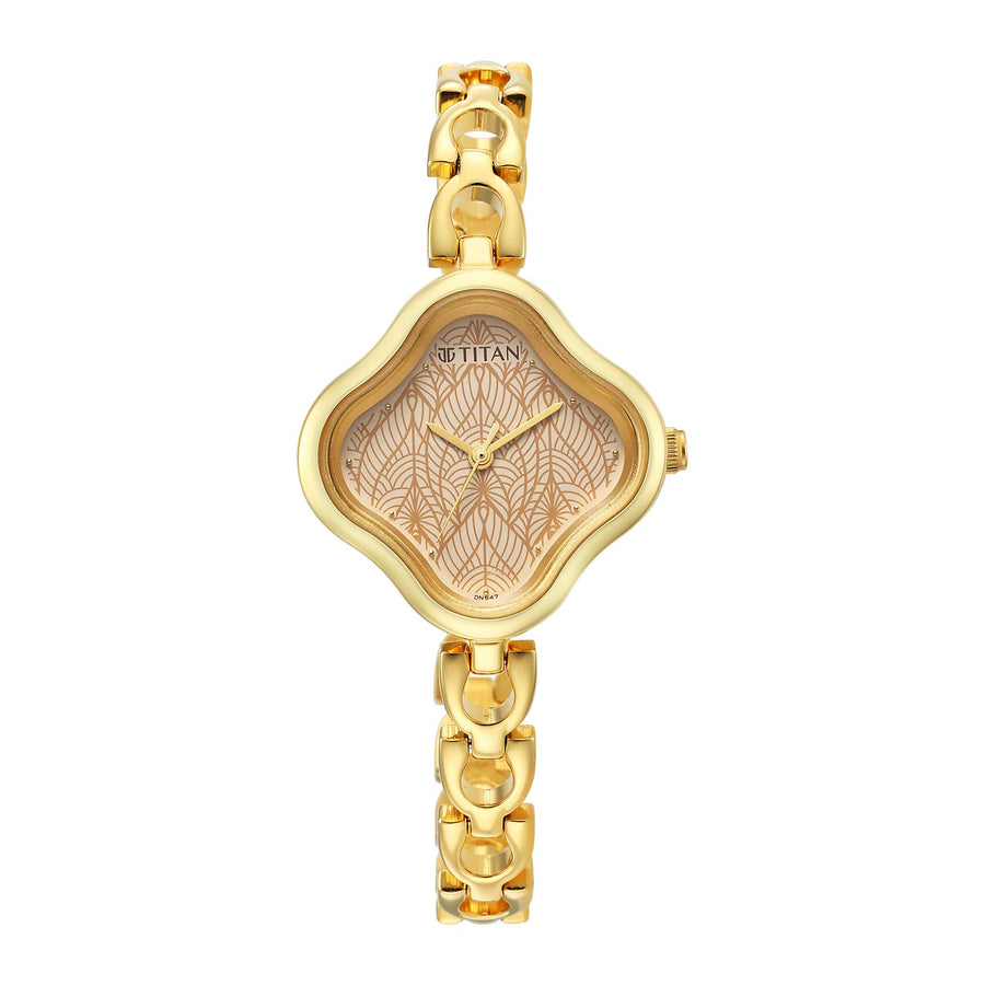 Titan Beige Special Dial Gold Metal Strap Analog Watch for Women
