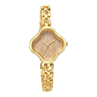 Titan Beige Special Dial Gold Metal Strap Analog Watch for Women