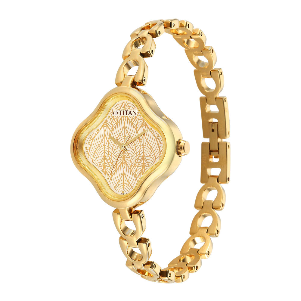 Titan Beige Special Dial Gold Metal Strap Analog Watch for Women