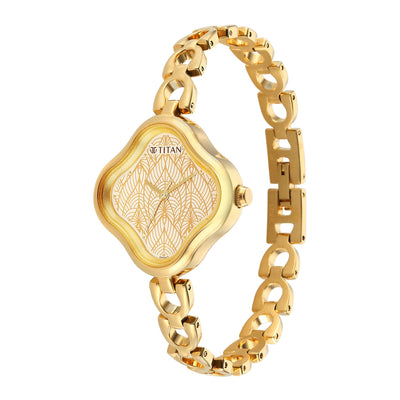 Titan Beige Special Dial Gold Metal Strap Analog Watch for Women