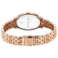 Titan Secluded Quartz Analog Mother Of Pearl Dial Rose Gold Stainless Steel Strap Watch For Women
