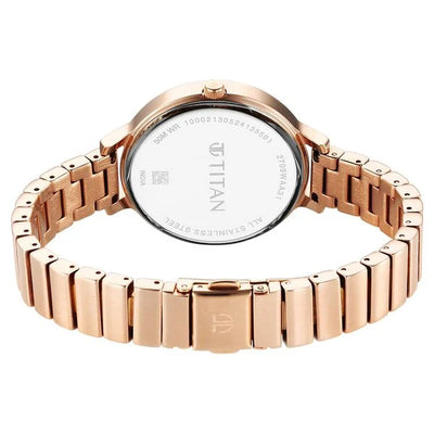 Titan Quartz Analog Blue Dial Metal Strap Watch For Women