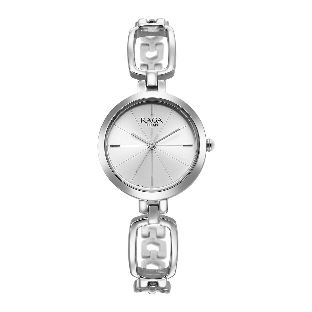 Titan Raga Silver Dial Metal Strap Analog Watch for Women