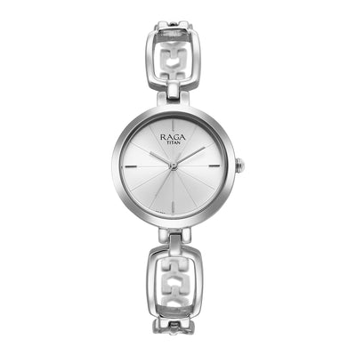 Titan Raga Silver Dial Metal Strap Analog Watch for Women