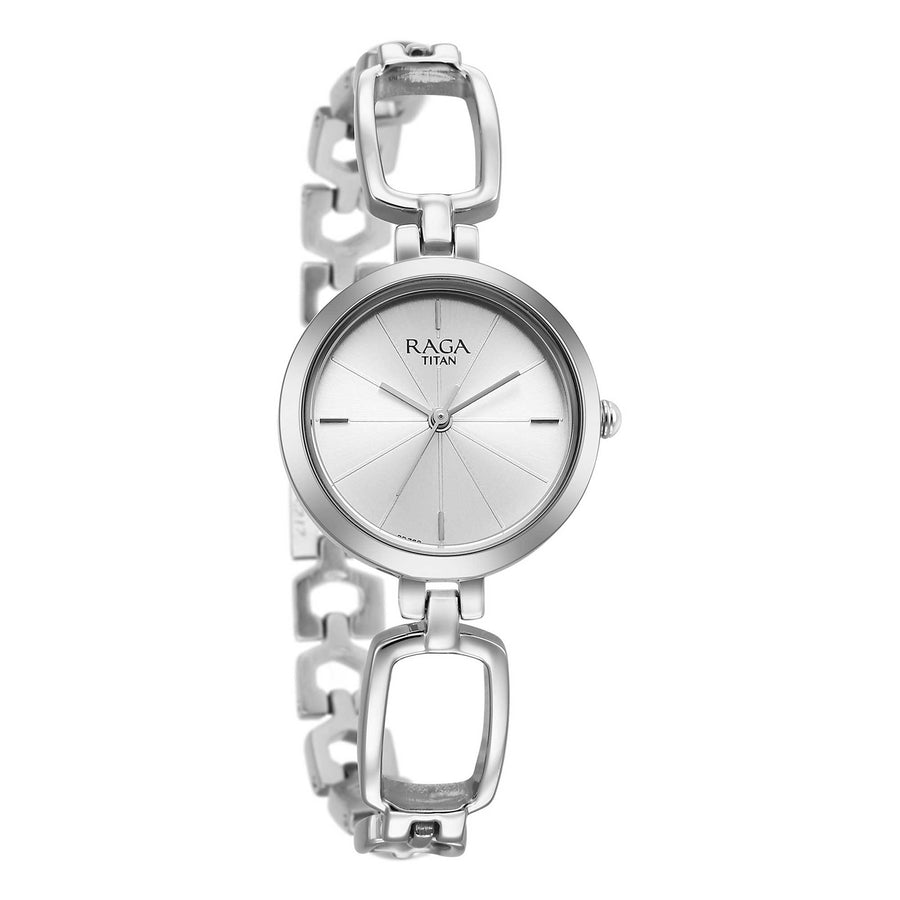 Titan Raga Silver Dial Metal Strap Analog Watch for Women