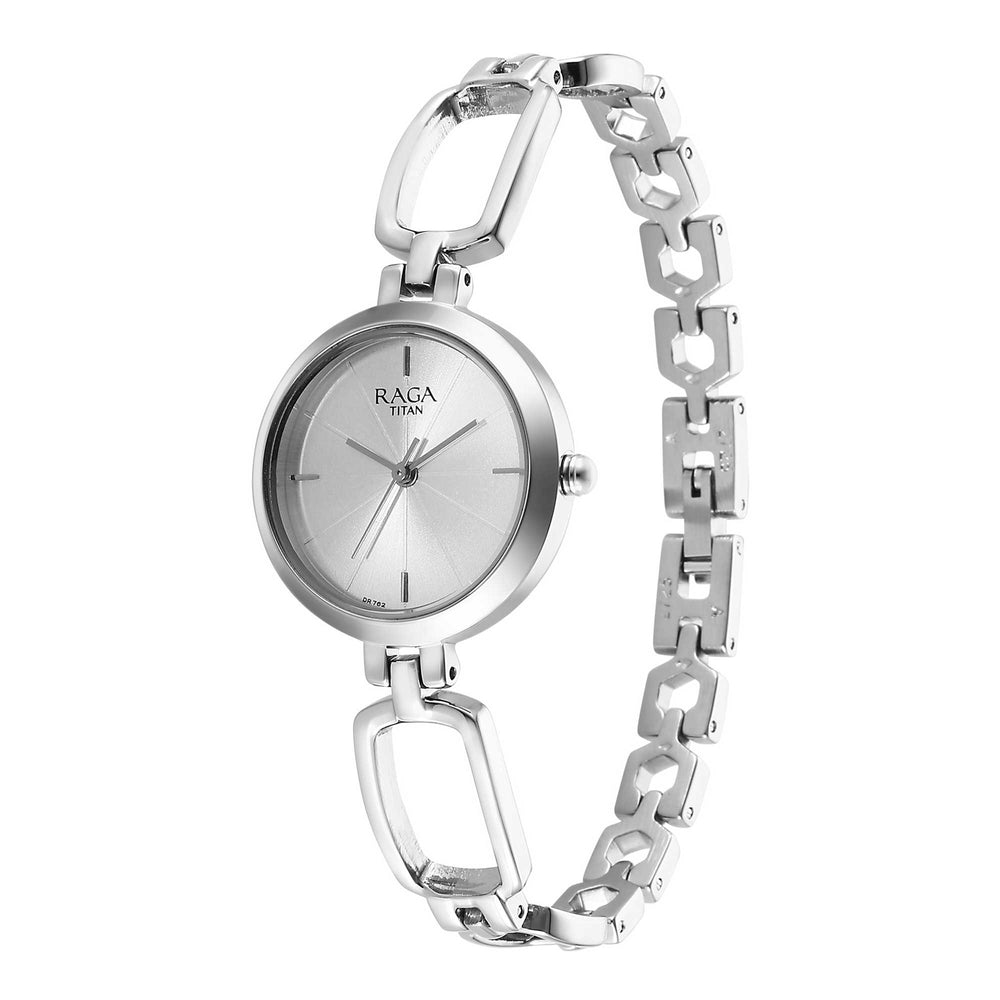 Titan Raga Silver Dial Metal Strap Analog Watch for Women