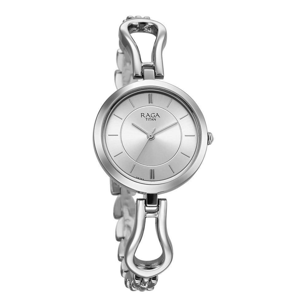Titan Raga Silver Dial Metal Strap Analog Watch for Women