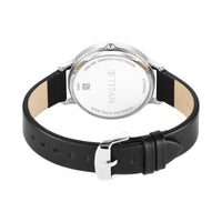 Titan Workwear Blue Dial Black Leather Strap Analog Watch for Women