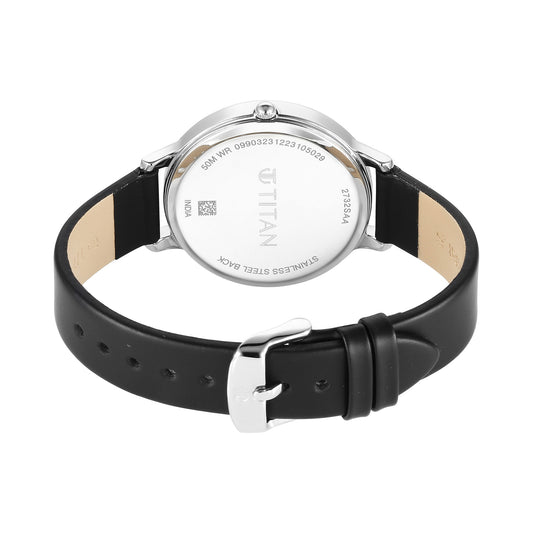 Titan Workwear Quartz Analog Blue Dial Brown Leather Strap Watch For Women