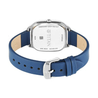 Titan White Square Dial Green Leather Strap Analog Quartz Watch for Women