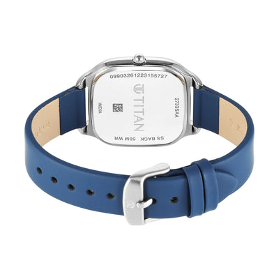 Titan White Square Dial Green Leather Strap Analog Quartz Watch for Women