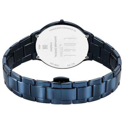 Titan Edge Mother Of Pearl Dial Blue Stainless Steel Strap Analog Watch for Women