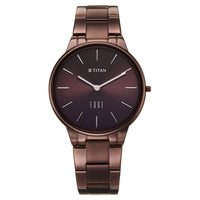 Titan Edge Brown Dial Stainless Steel Strap Analog Watch for Women