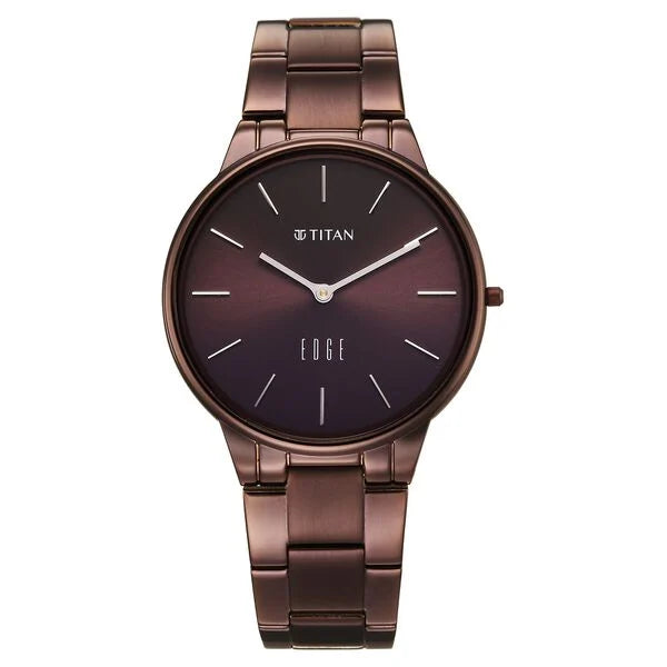 Titan Edge Brown Dial Stainless Steel Strap Analog Watch for Women
