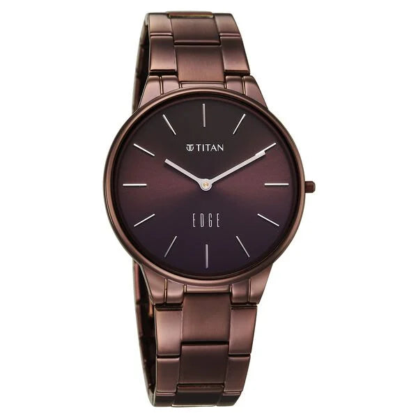 Titan Edge Brown Dial Stainless Steel Strap Analog Watch for Women