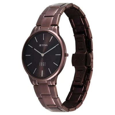 Titan Edge Brown Dial Stainless Steel Strap Analog Watch for Women